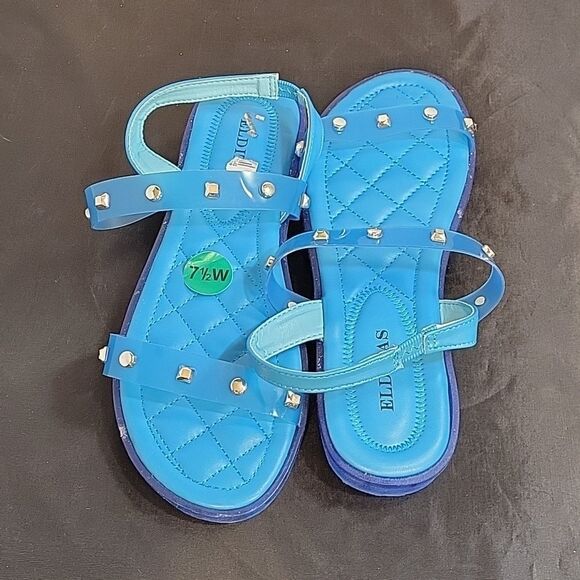 BRAND NEW ELDITAS JELLY STUDDED DOUBLE AND ANKLE STRAP WOMEN"S OPEN TOE … - Picture 10 of 12